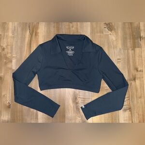 SET Active Luxforme Blue Long Sleeve Active Wear Top Size Large